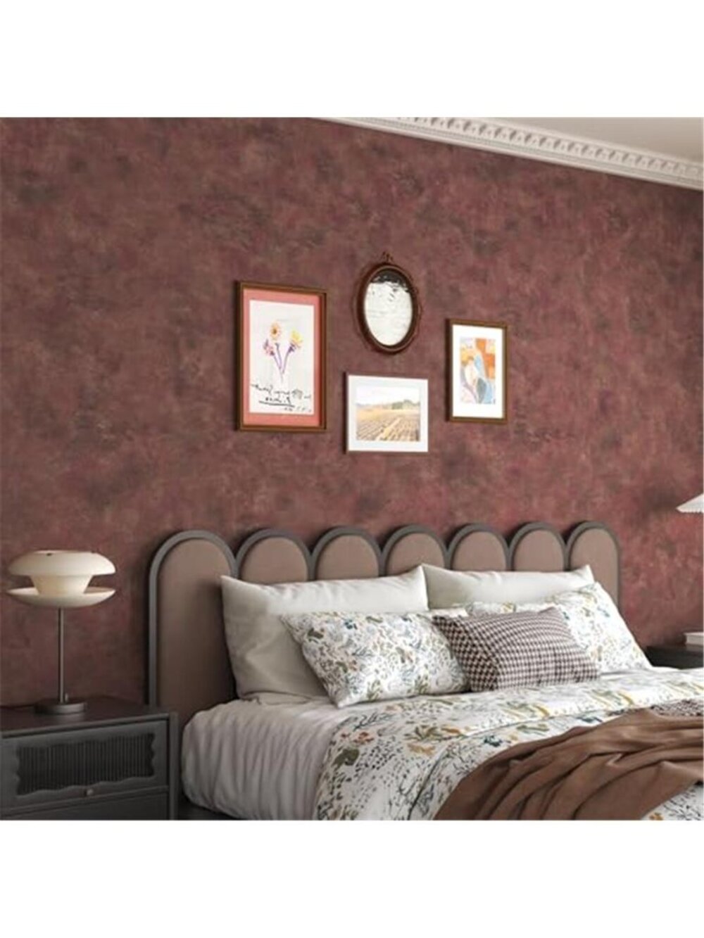 Red Gold Concrete Wallpaper Peel And Stick Metallic Contact Paper Wall Decor